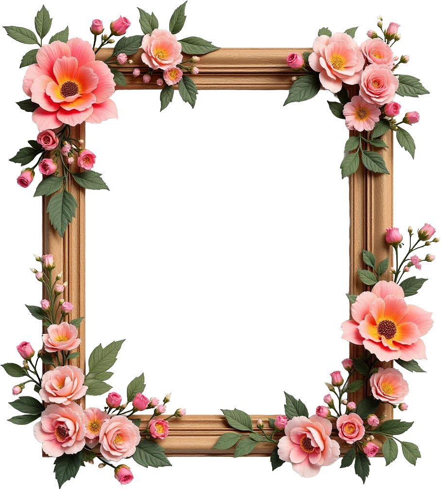 Floral Frame with Pink Roses